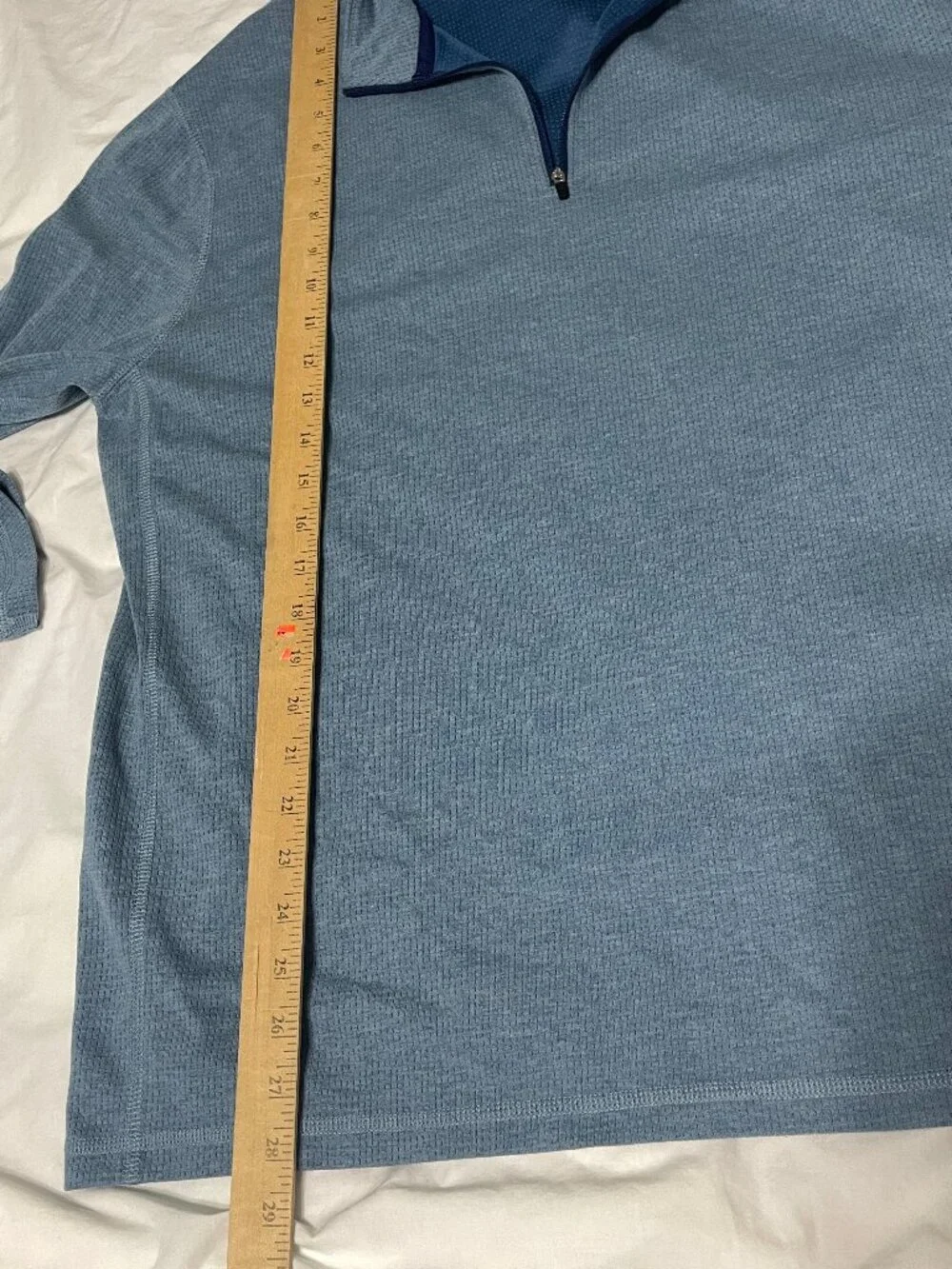 Mens Sz XL J. Crew Blue Heather Performance 1/4 Quarter Zip Long Sleeve Pullover
